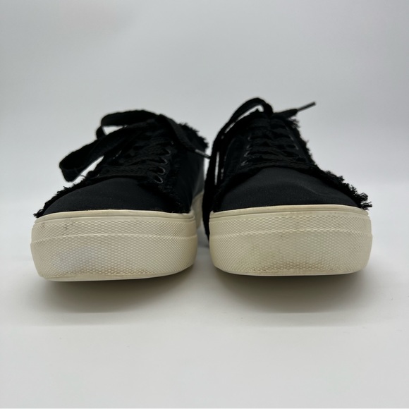 Steve Madden Greyla Black Platform Sneakers US 10M Frayed Canvas Shoes - Picture 7 of 9
